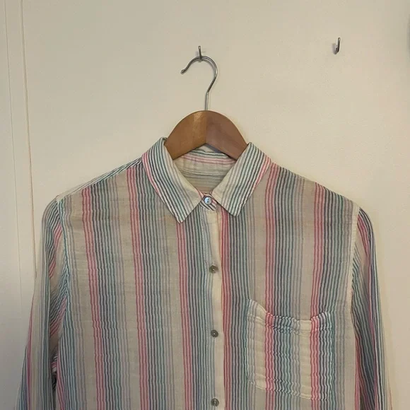 Rails Ellis Button-Down Shirt in Iris Stripe Size S 100% Cotton - Picture 4 of 9